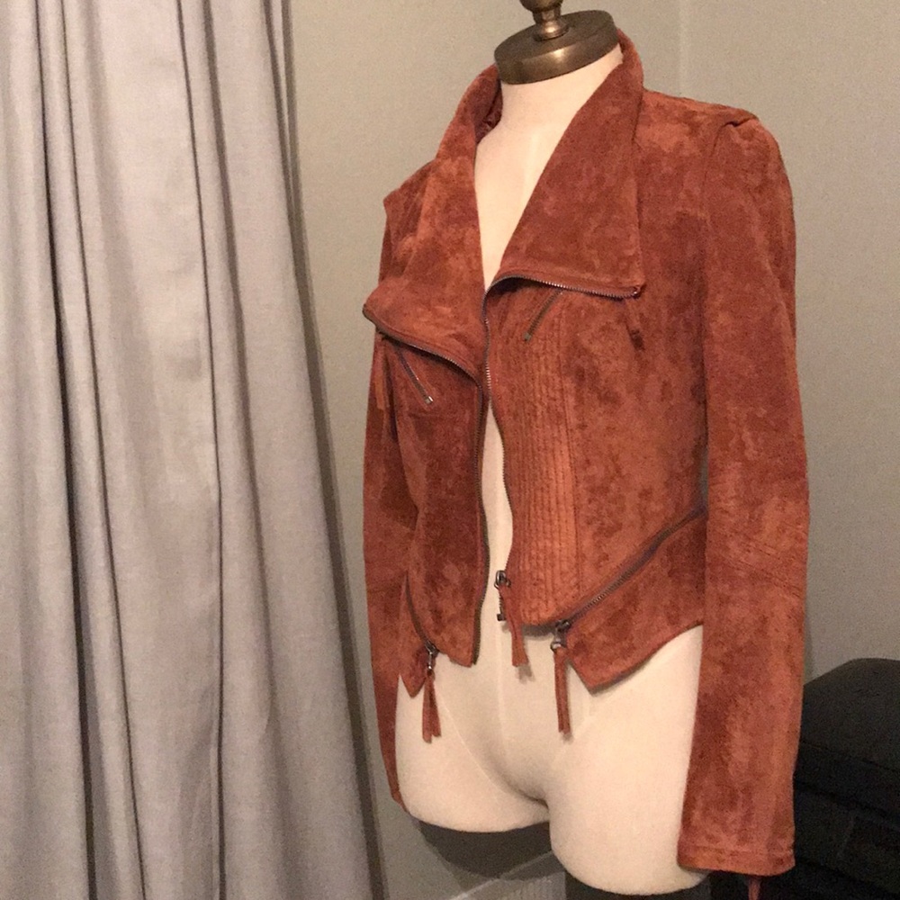 Faux suede moto jacket